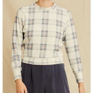 Amour Vert Susie Nouveau Fleece Cropped Sweatshirt plaid l xl